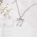 Hithop Cute Turtle Pendant Necklace Lovely Animals White Fire Opal Plated Silver Necklace Jewellery Gifts - Image 2